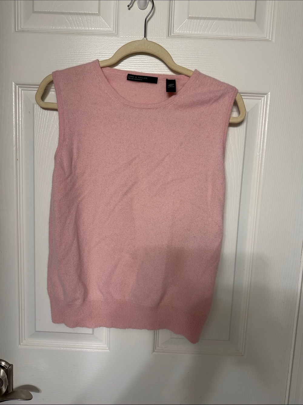 LORD & TAYLOR Pink 2-Ply Cashmere Cable Knit Sleeveless Sweater Vest Jumper XL